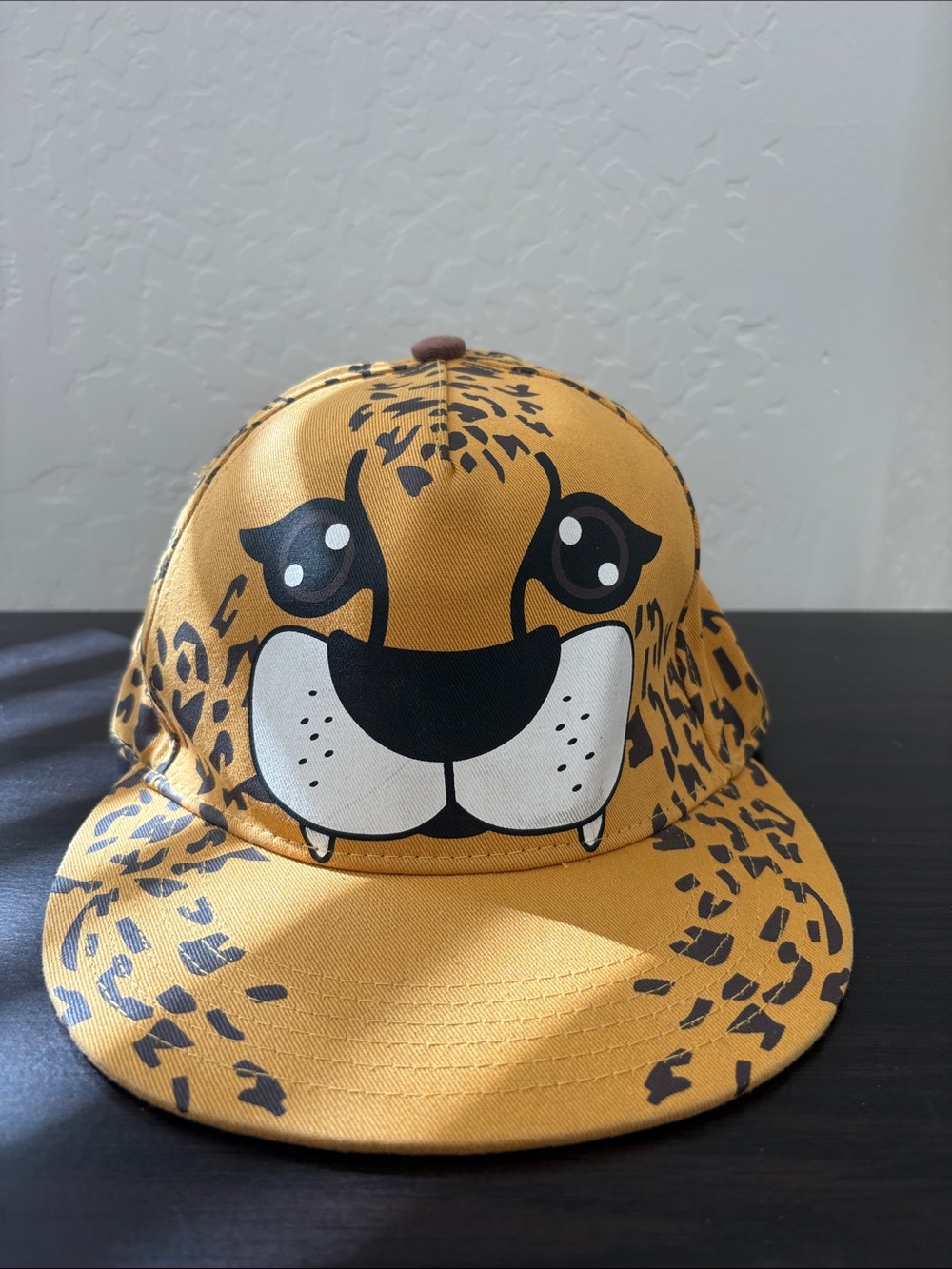 Pugs Brand Yellow Leopard Cheetah Animal Face Snapback Hat OSFM